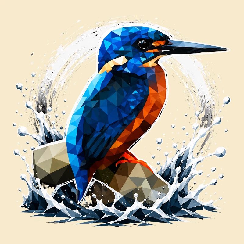 Conception d’oiseau martin-pêcheur low poly