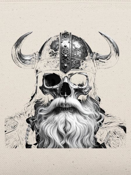 Skelettartiger Wikinger mit gehörntem Helm