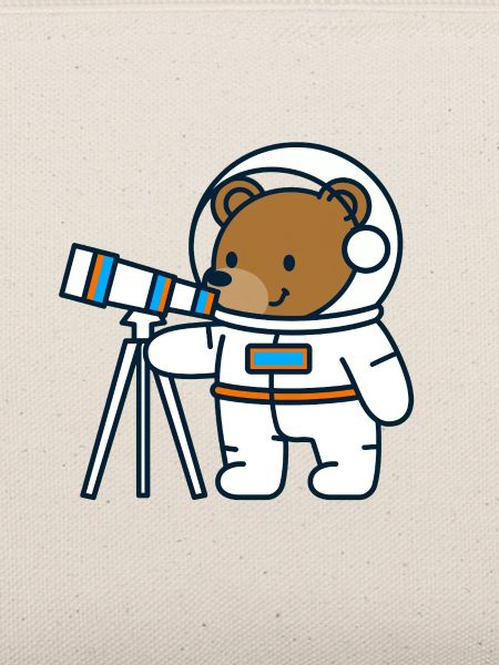 Astronautenbär am Teleskop