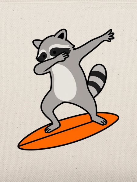 Waschbär Surf-Charme