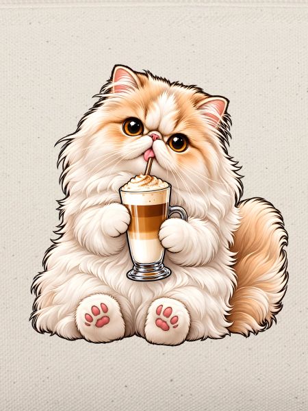Süße Perserkatze mit Latte Macchiato