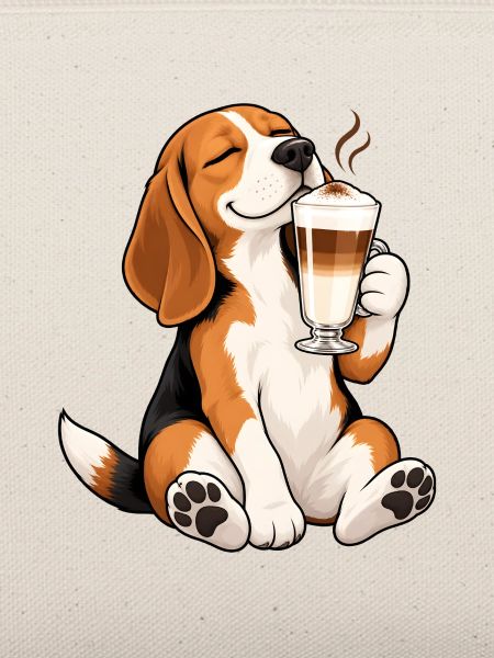 Beagle mit Latte Macchiato