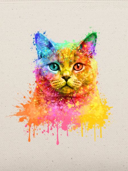 Britisch Kurzhaar Regenbogen Aquarell Illustration