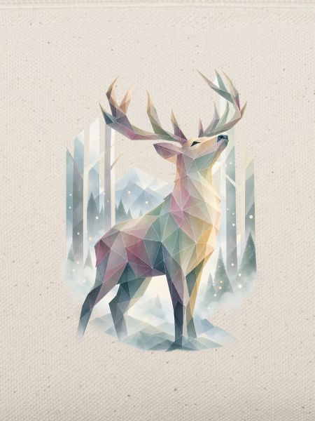 Pastell-Polygonhirsch im Winterwald
