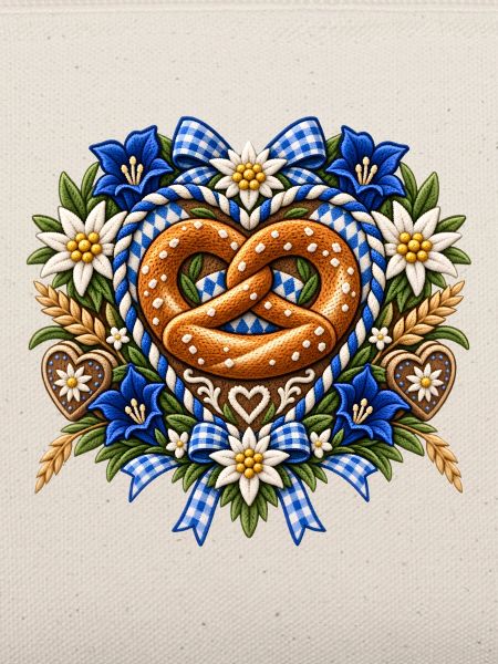 Brezel mit Edelweiß und Enzian 