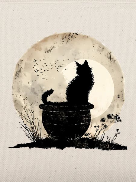 Mondschein Katz im Kessel