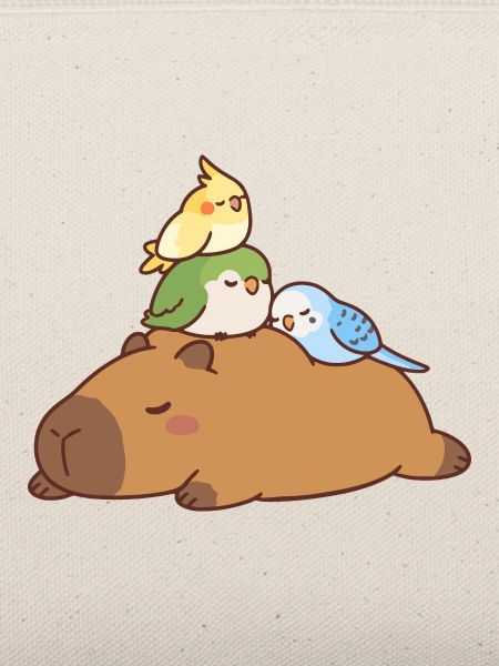 Niedliche Kapybara und Vögel