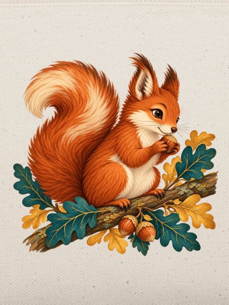 Herbsthörnchen auf Ast