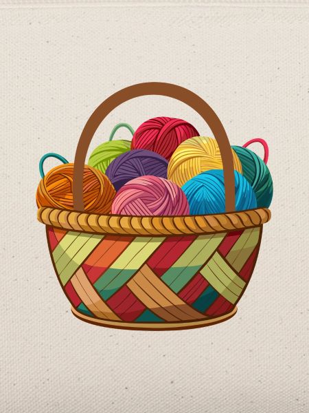 Korb mit Garnstricken Häkeln