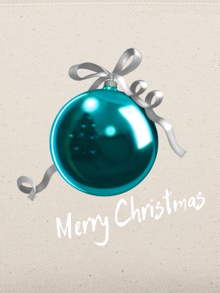 Christbaumkugel Blau - Merry Christmas