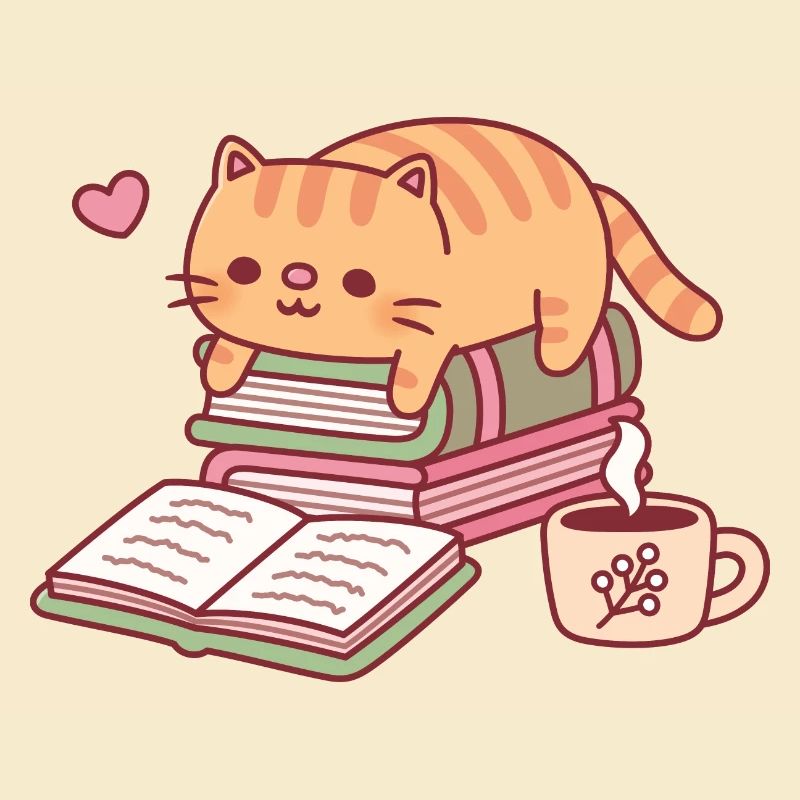 Cute Ginger Cat Reading A Book