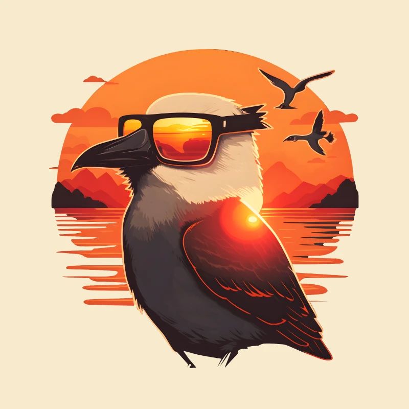 Synthwave Gull sunset
