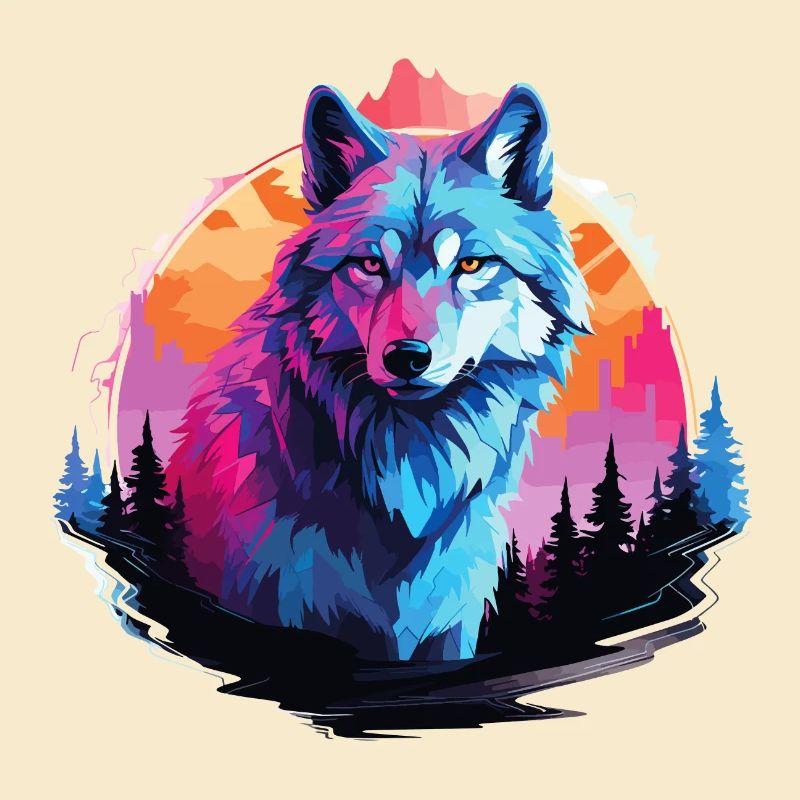 Wolf Wolf Head Wolves Wolf Pack Nature Neon Colorful