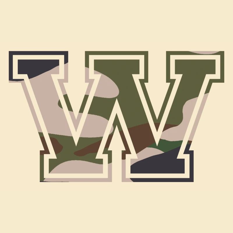 W, Monogramme, Camouflage Vert-Marron
