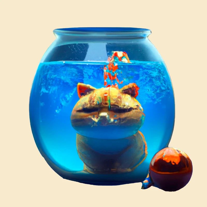 Christmas cat in a fishbowl