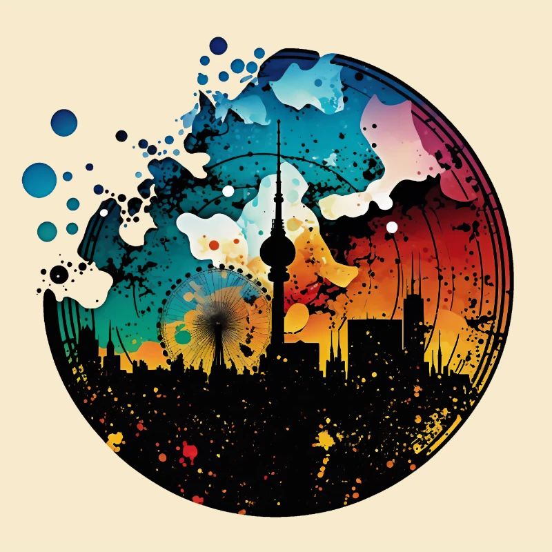 Berlin Skyline Silhouette Graffiti Fernsehturm