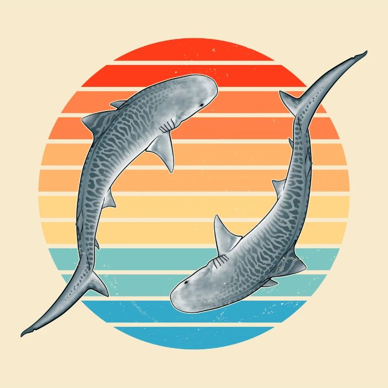 Tiger Shark Retro Sunset