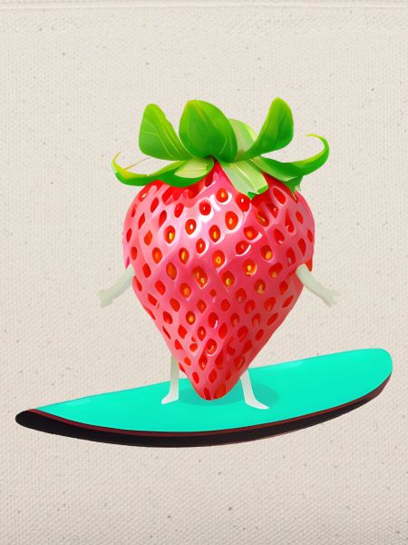 Erdbeere auf Surfboard