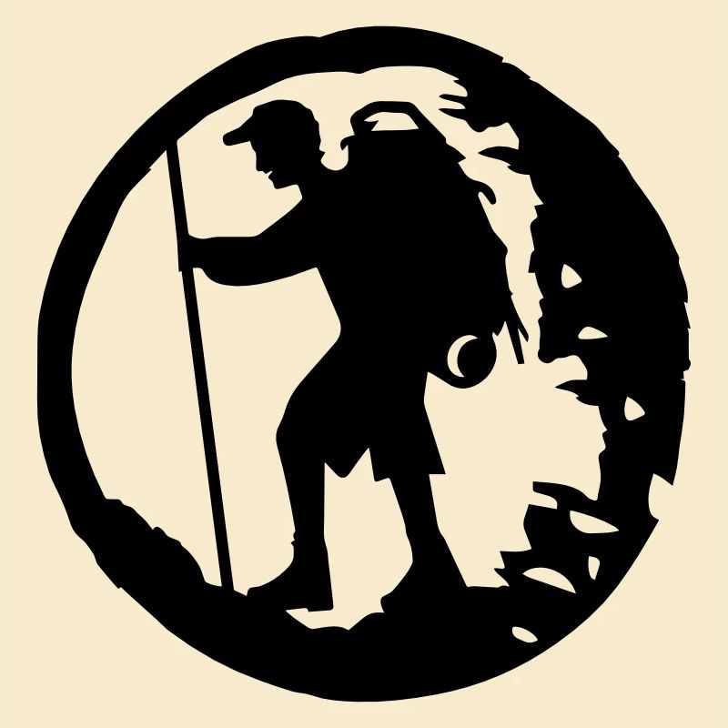 A hiker with backpack and trekking pole