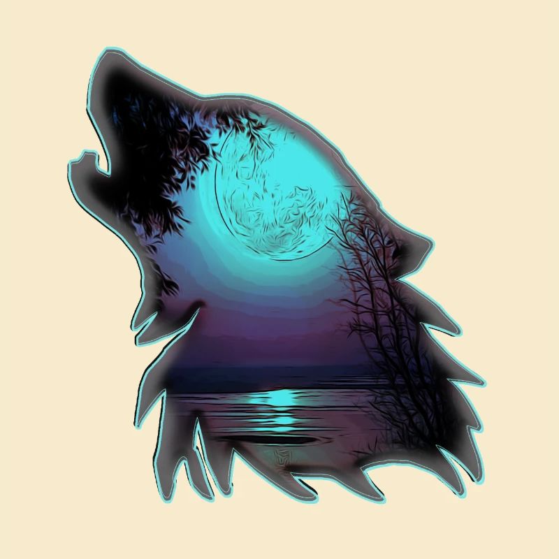 Wolf mit Mond | Yolo-Artwork