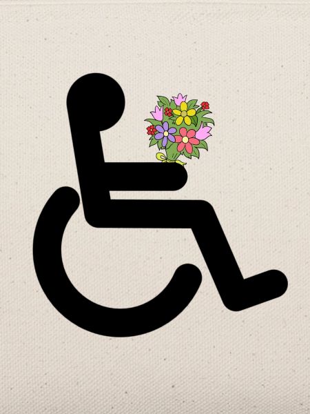 Rollstuhlfahrer mit Blumen #
