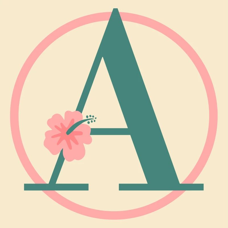 Letter A Initial letter A Monogram Hibiscus