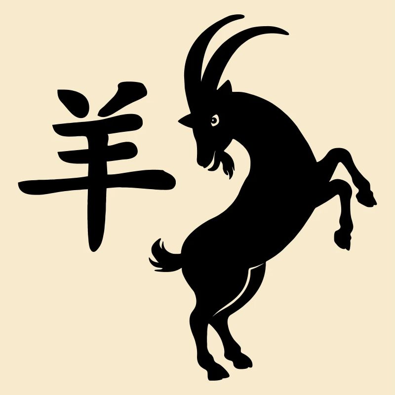 Chinese character goat with goat image
