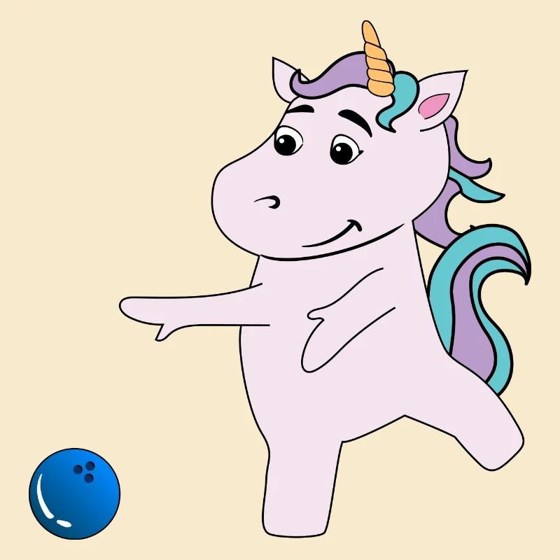 Einhorn spielt Bowling