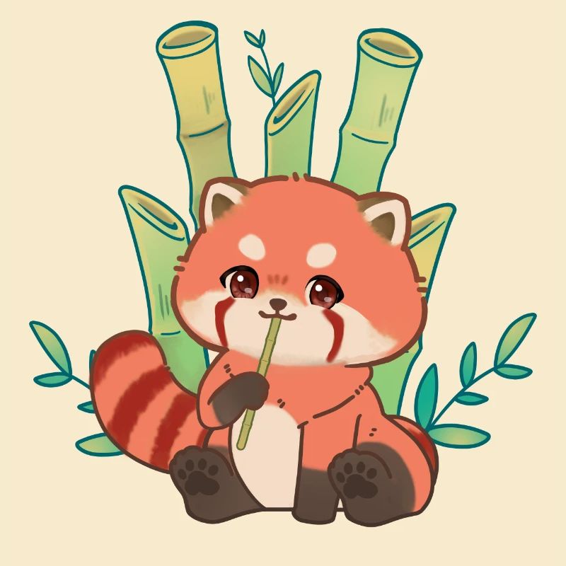 Chibi Panda und Bambus