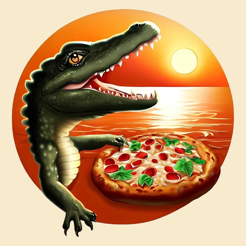 Sunset with pizza crocodile