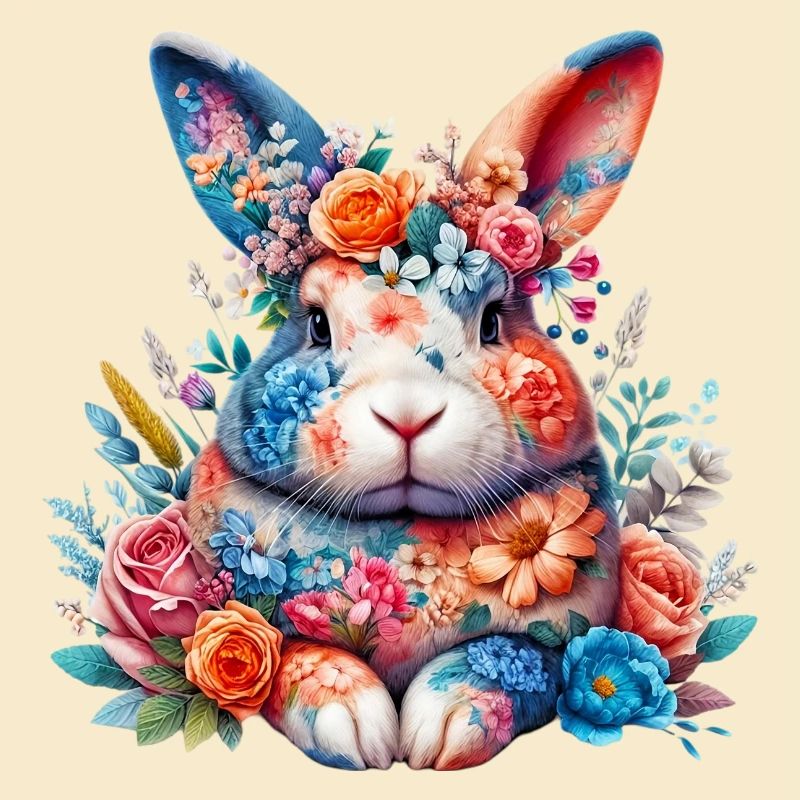 Lapin décoré de fleurs