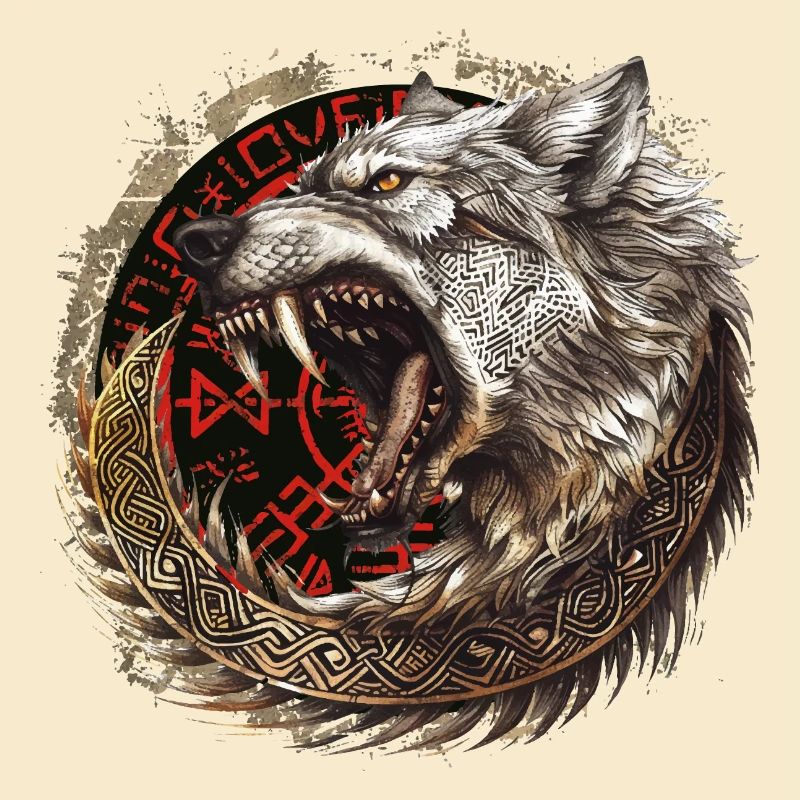 Viking Wolf Wolves Geri & Freki Valhalla d’Odin