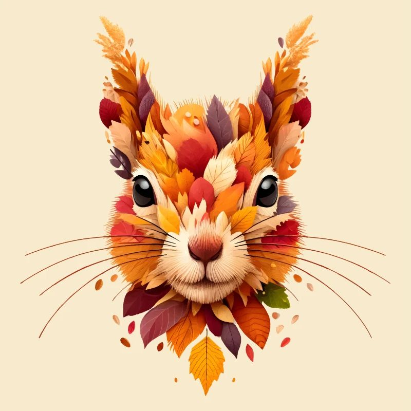Squirrel, designed from different leaves