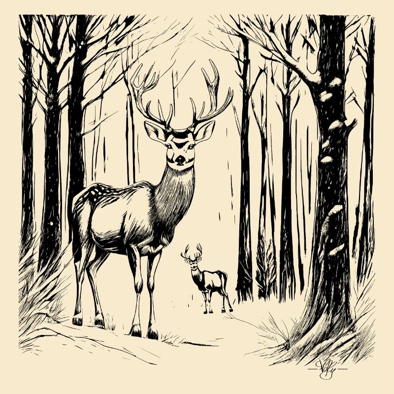 Deers in the snow