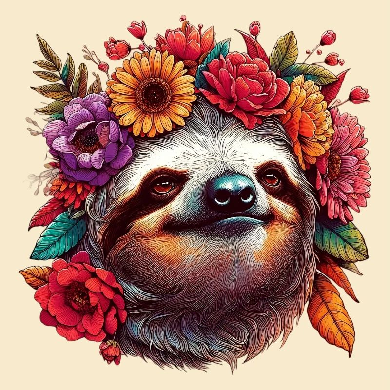 Faultier mit Blumen