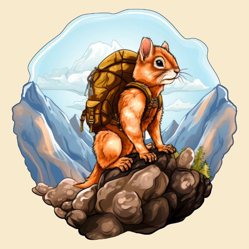 Eichhörnchen Bergsteiger / Wandern Eichhörnchen