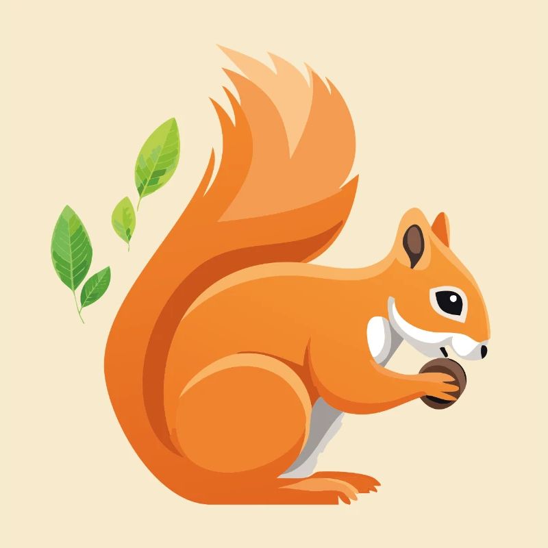 Verspielter Eichhörnchen-Print mit Blättern