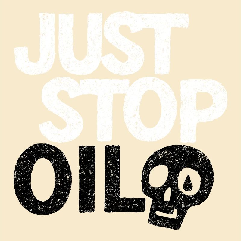 Auffällige „Just Stop“-Protestgrafik