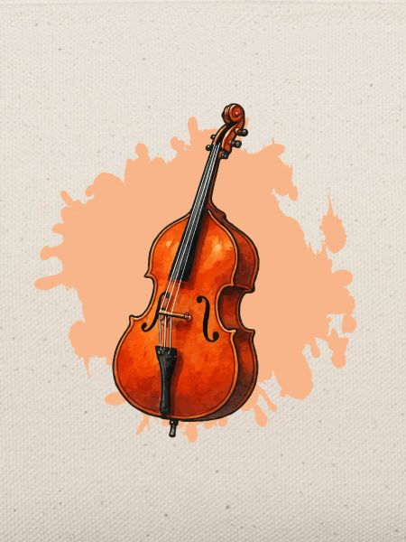 Orangene Violoncello Aquarell