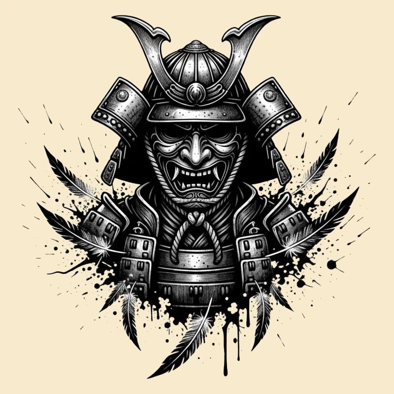 Dämonischer Samurai Helm Print