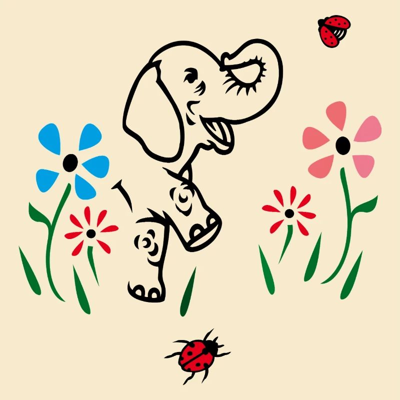 Elefant auf einer Blumenwiese
