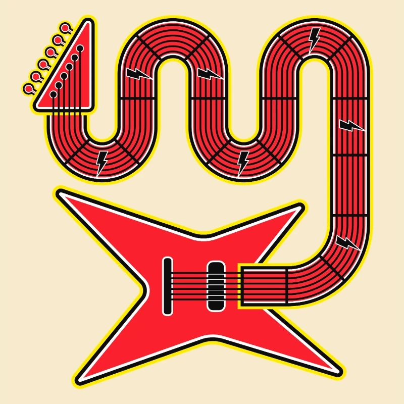 Red Abstract Shape Electric Guitar