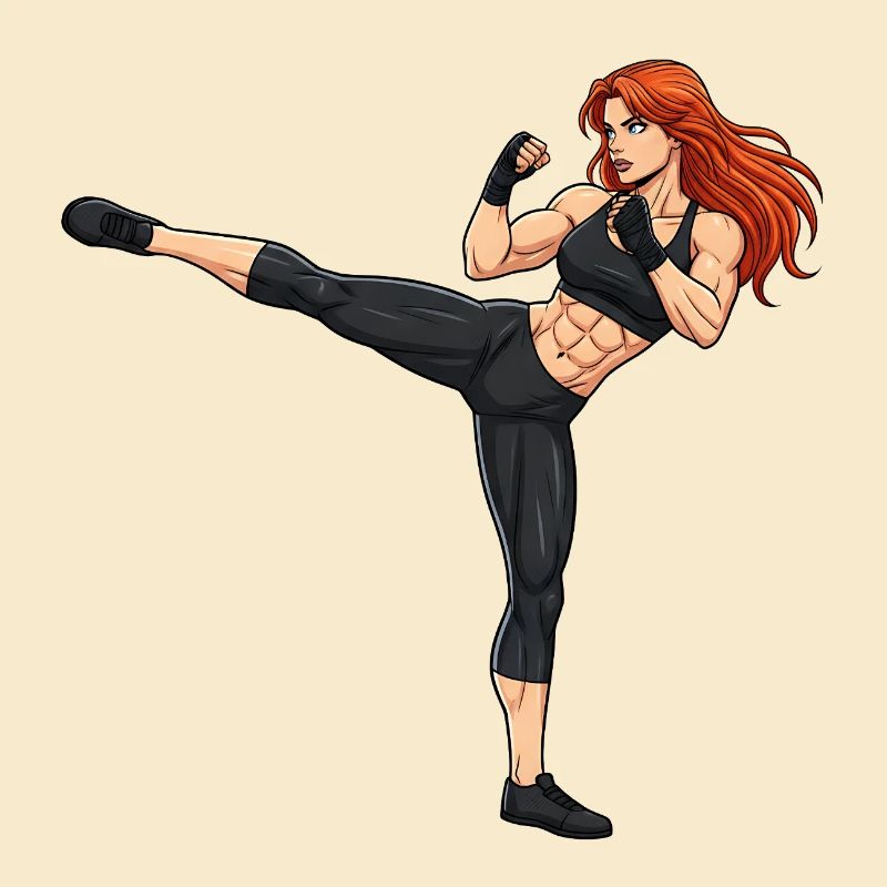 Kampfkunst Kickboxerin Illustration