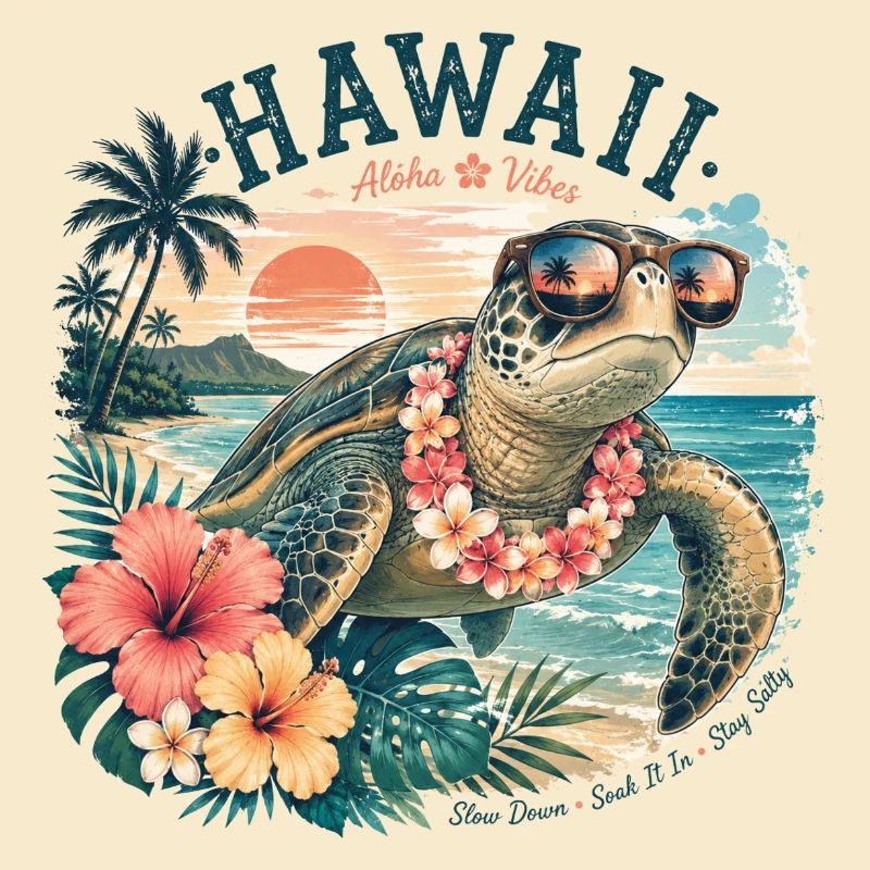 Hawaiian turtle with sunglasses