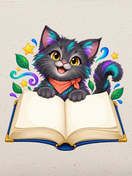 Katzenbuchzauber im Regenbogenstil