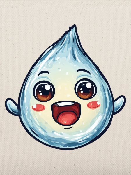 Kawaii Wassertropfen mit Gesicht