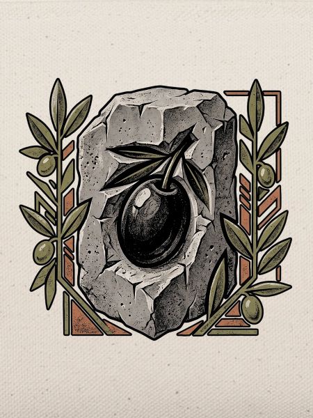 Olive aus Stein gemeisselt