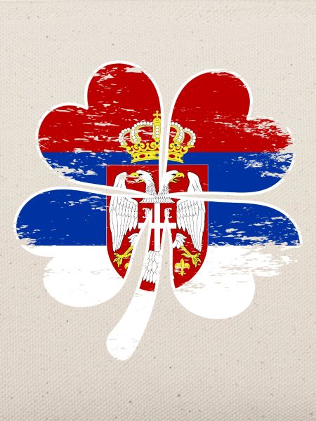 Serbien Flagge Vierblättriges Kleeblatt