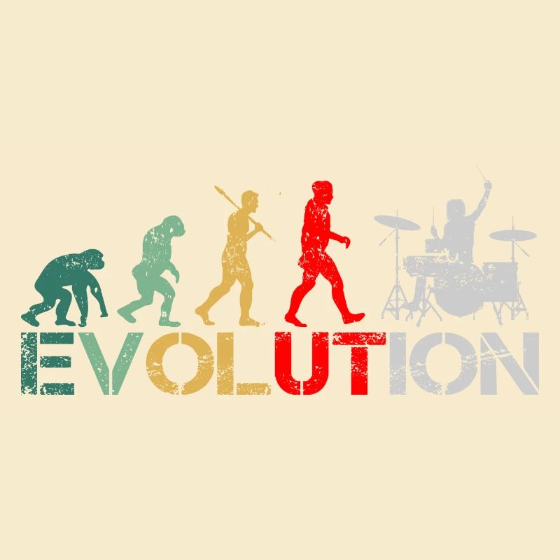 Drummer Schlagzeuger Evolution Retro