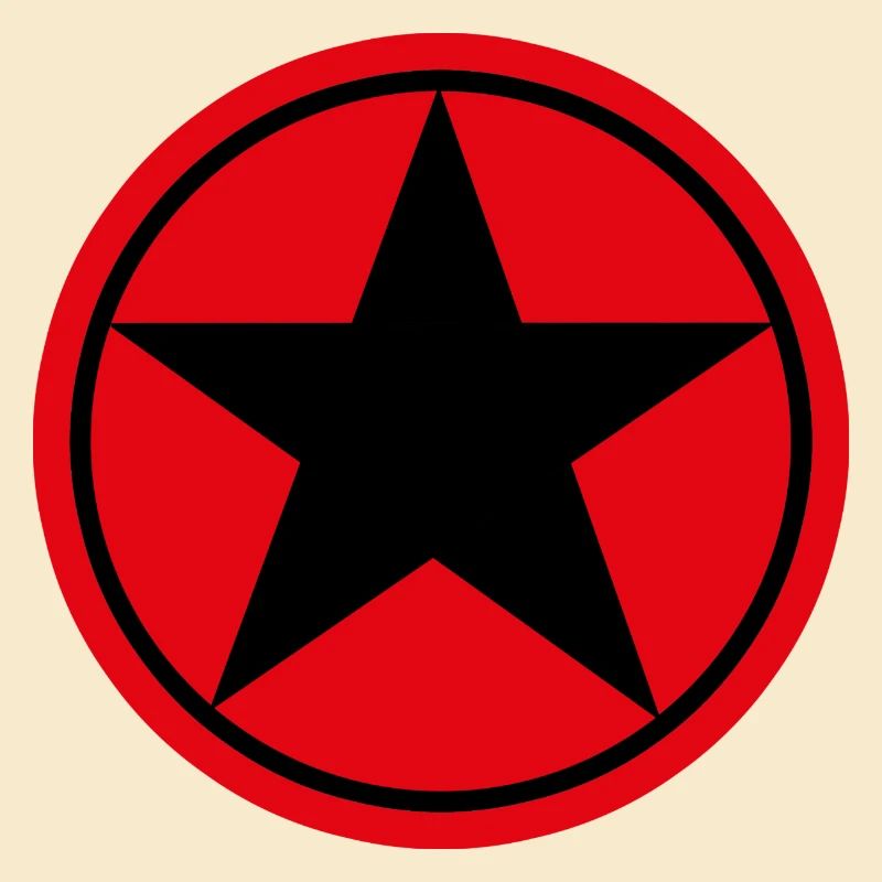 Schwarzer Stern auf rotem Hintergrund Pentagramm .